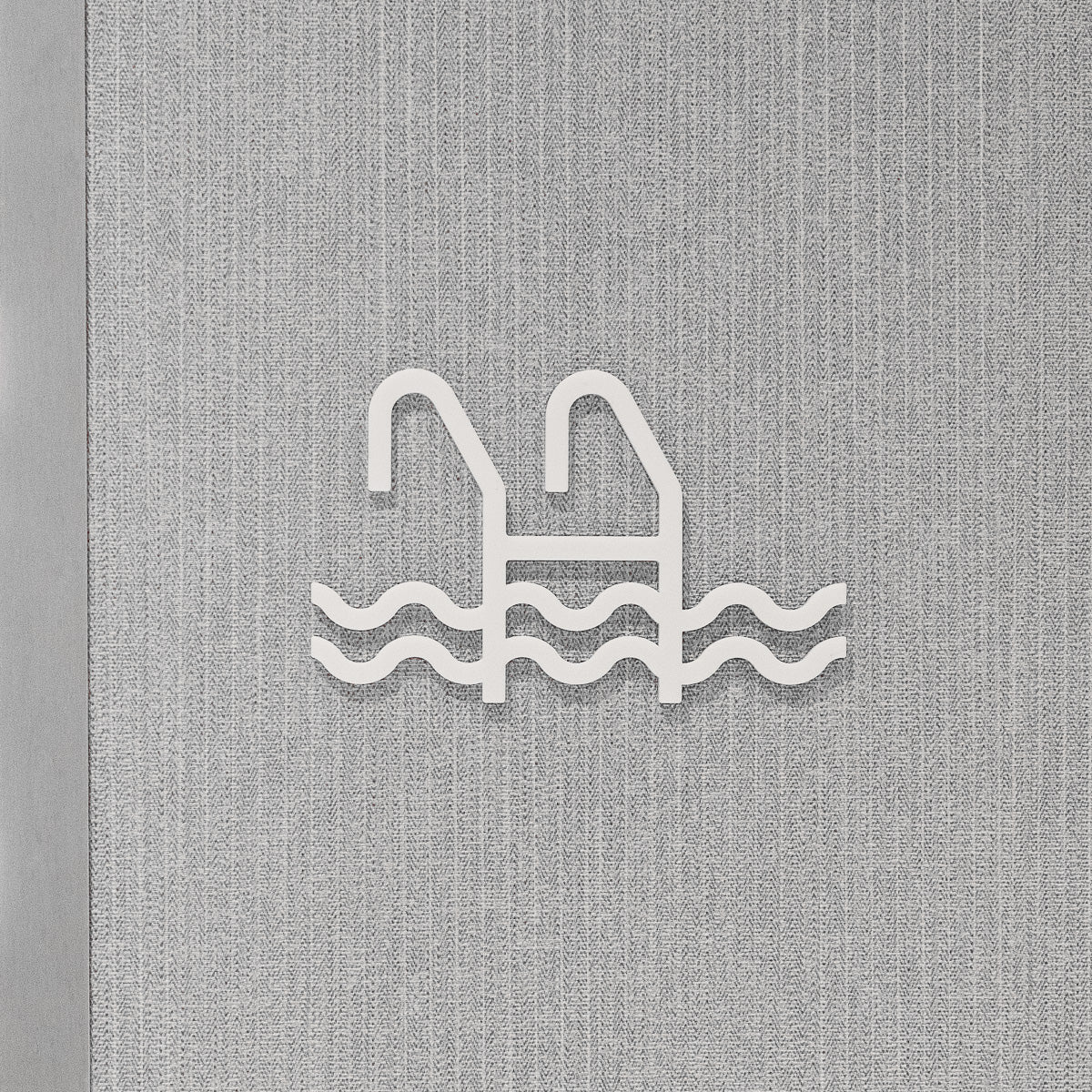 Pictogramme Piscine blanc, vue rapprochée