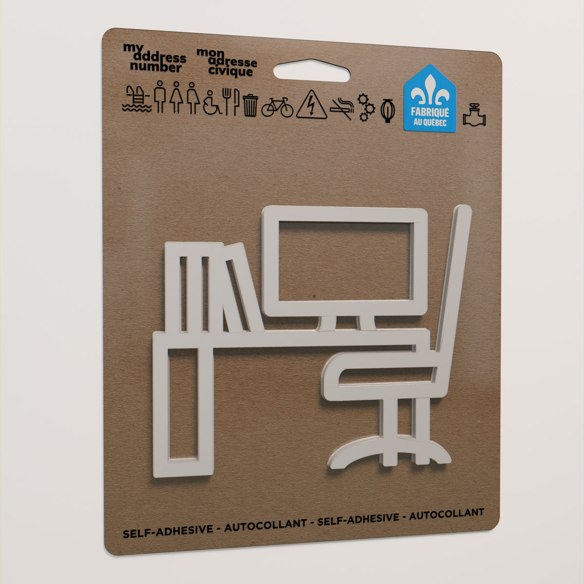 Pictogramme Bureau blanc dans son emballage