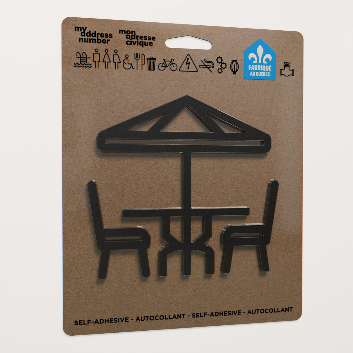 Pictogramme Terrasse noir dans son emballage