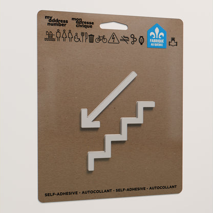 Pictogramme Escalier descendant blanc dans son emballage