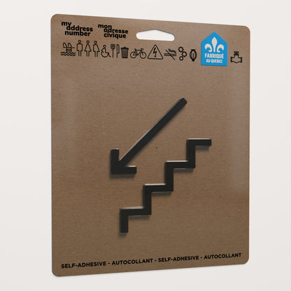 Pictogramme Escalier descendant noir dans son emballage