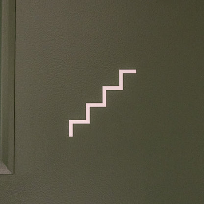 Pictogramme Escalier blanc, vue rapprochée