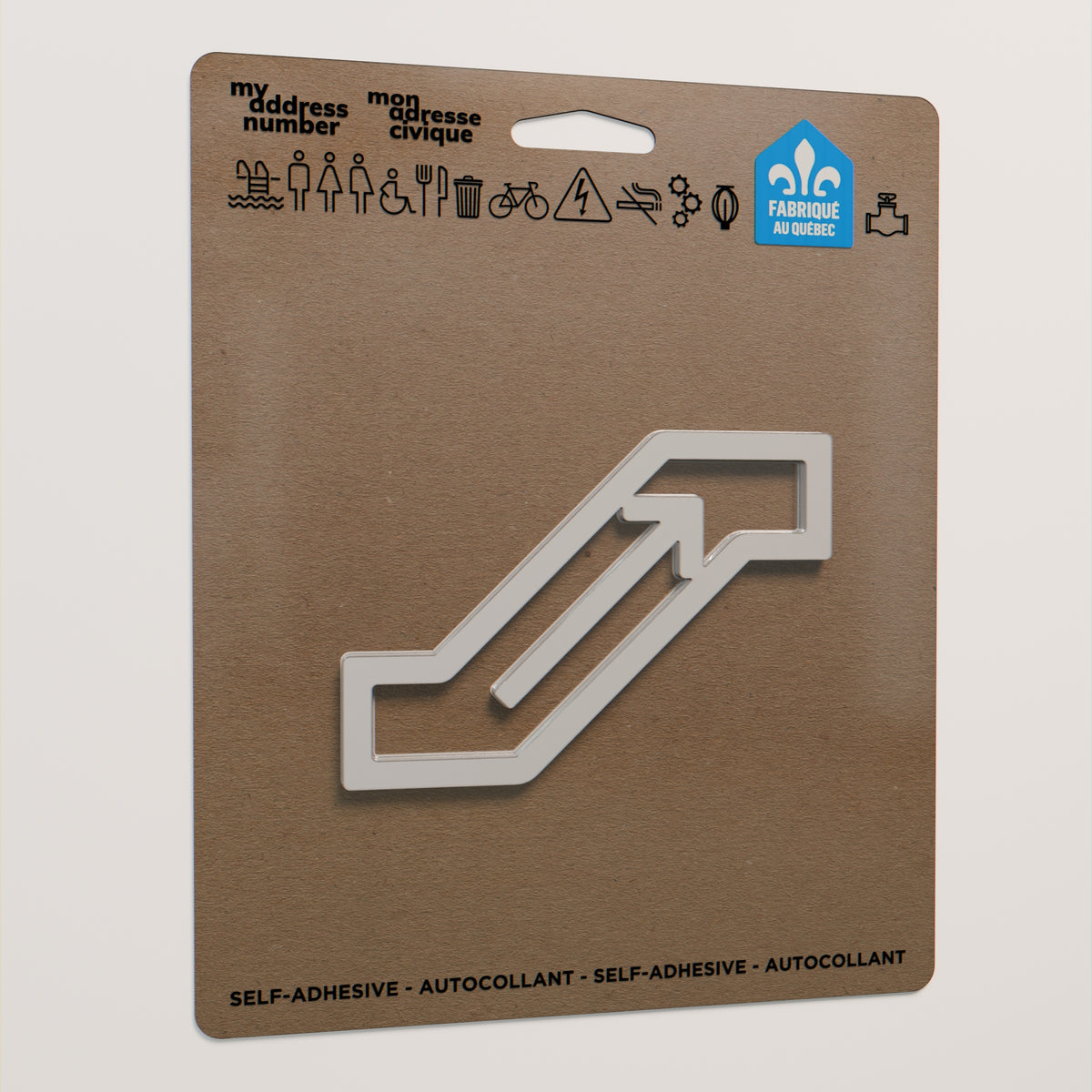 Pictogramme Escalier roulant montant blanc dans son emballage