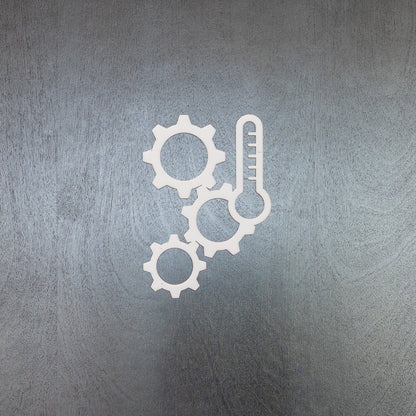 Pictogramme Salle mécanique CVC blanc, vue rapprochée