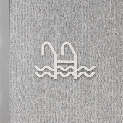 Pictogramme Piscine blanc, vue rapprochée