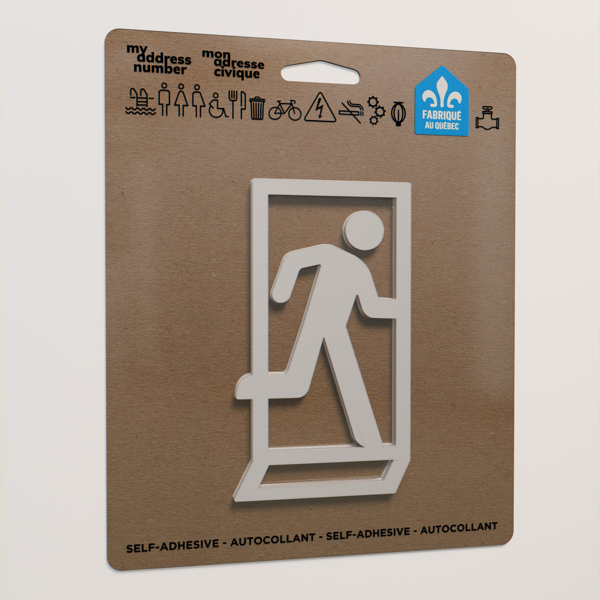 Pictogramme Sortie de secours blanc dans son emballage
