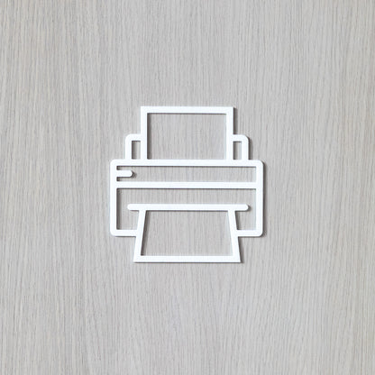 Pictogramme Imprimante blanc, vue rapprochée