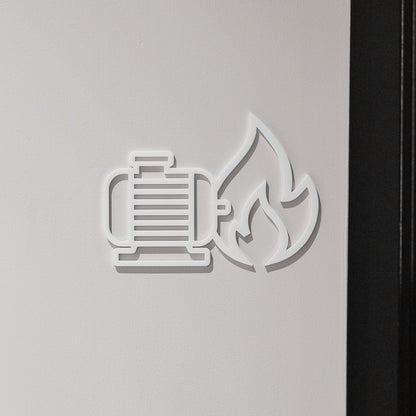 Pictogramme Pompe gicleur blanc, vue rapprochée