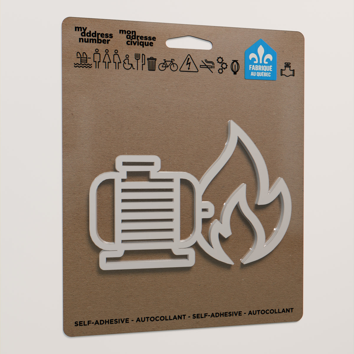 Pictogramme Pompe gicleur blanc dans son emballage