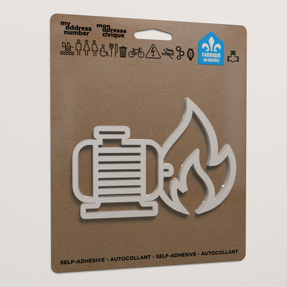 Pictogramme Pompe gicleur blanc dans son emballage