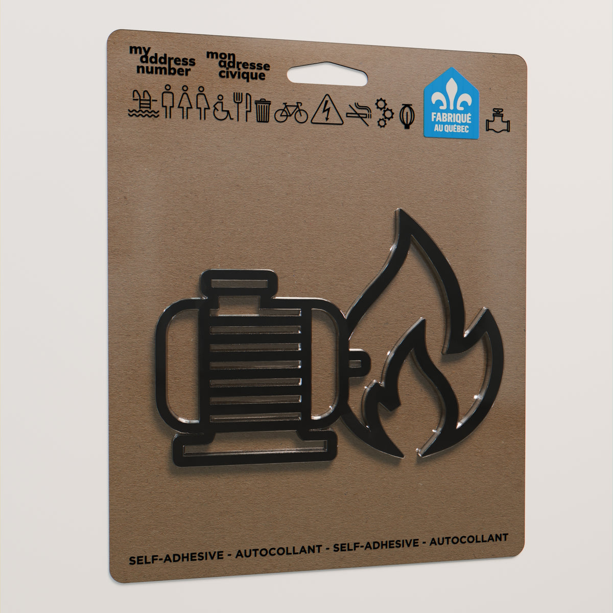 Pictogramme Pompe gicleur noir dans son emballage