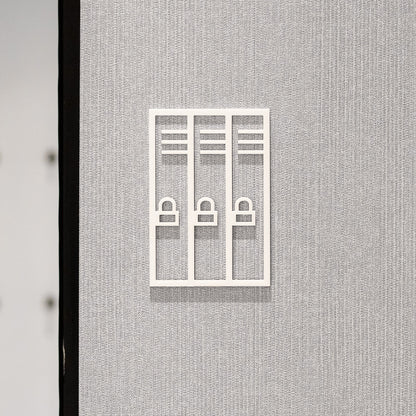 Pictogramme Rangement blanc, vue rapprochée
