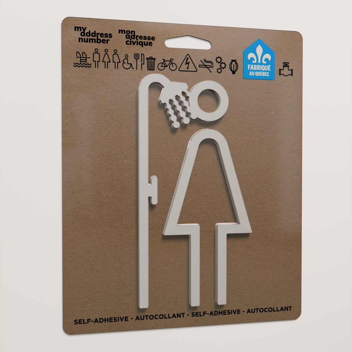 Pictogramme Douche femme blanc dans son emballage