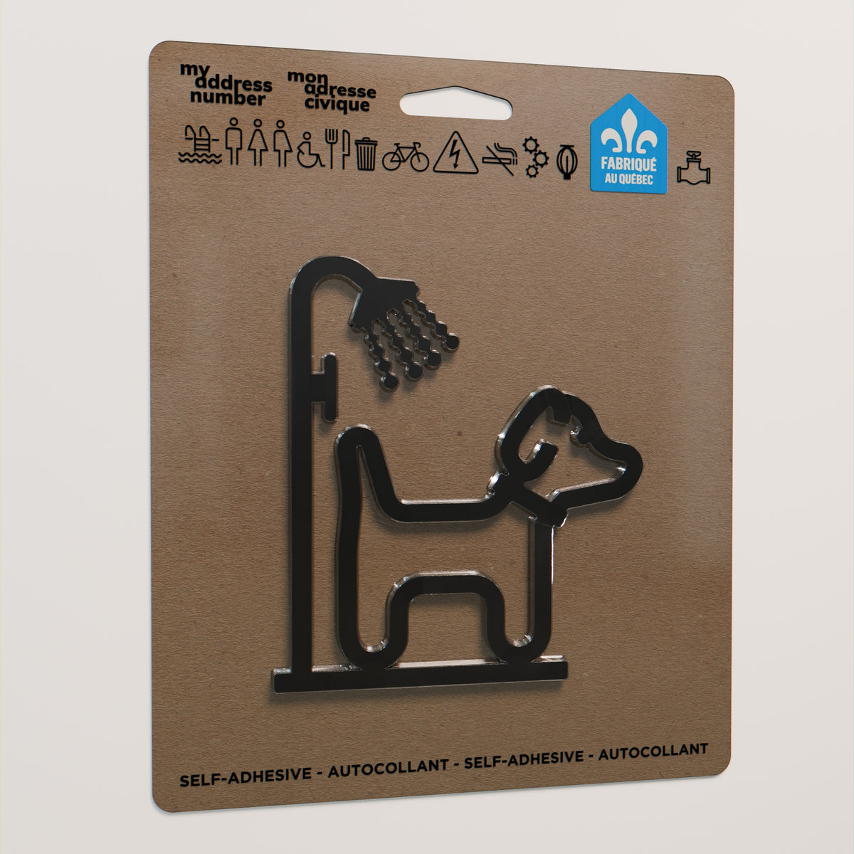 Pictogramme Toilettage noir dans son emballage