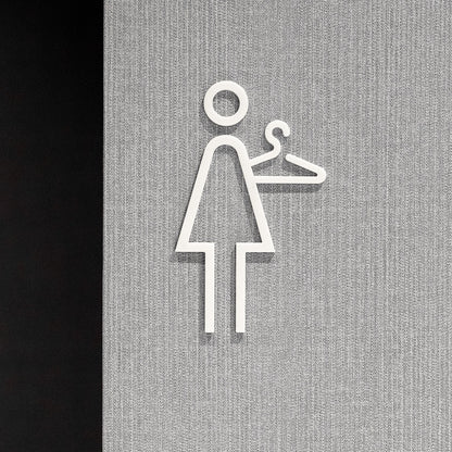 Pictogramme Vestiaire femme blanc, vue rapprochée