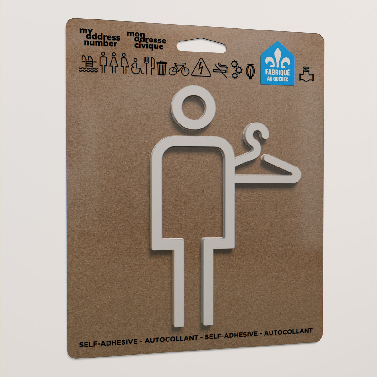 Pictogramme Vestiaire homme blanc dans son emballage