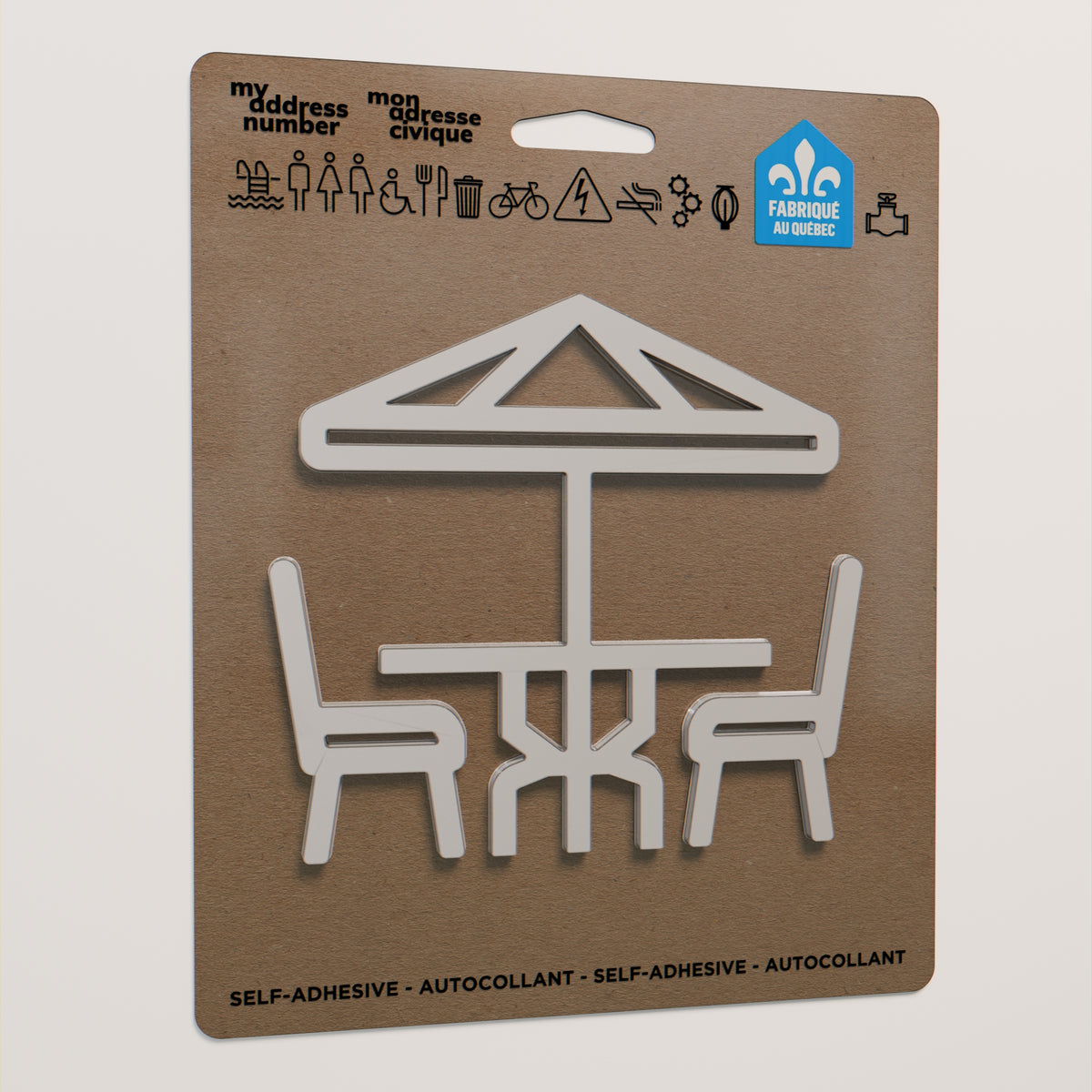 Pictogramme Terrasse blanc dans son emballage