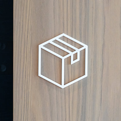 Pictogramme Colis blanc, vue rapprochée