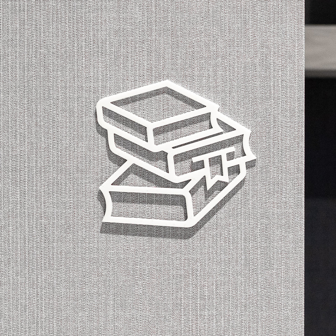 Pictogramme Bibliothèque blanc, vue rapprochée