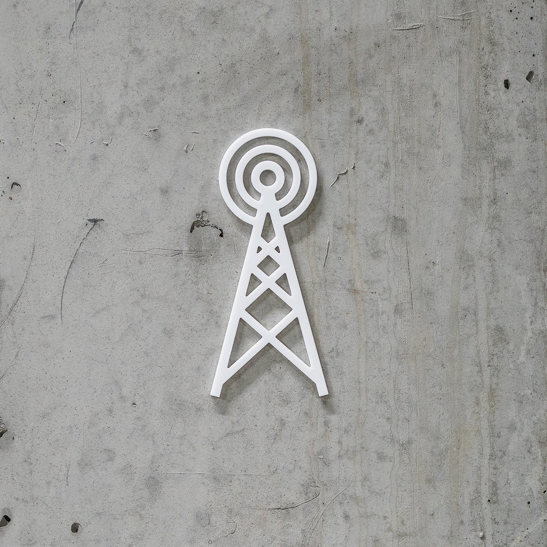 Pictogramme Télécommunication blanc, vue rapprochée
