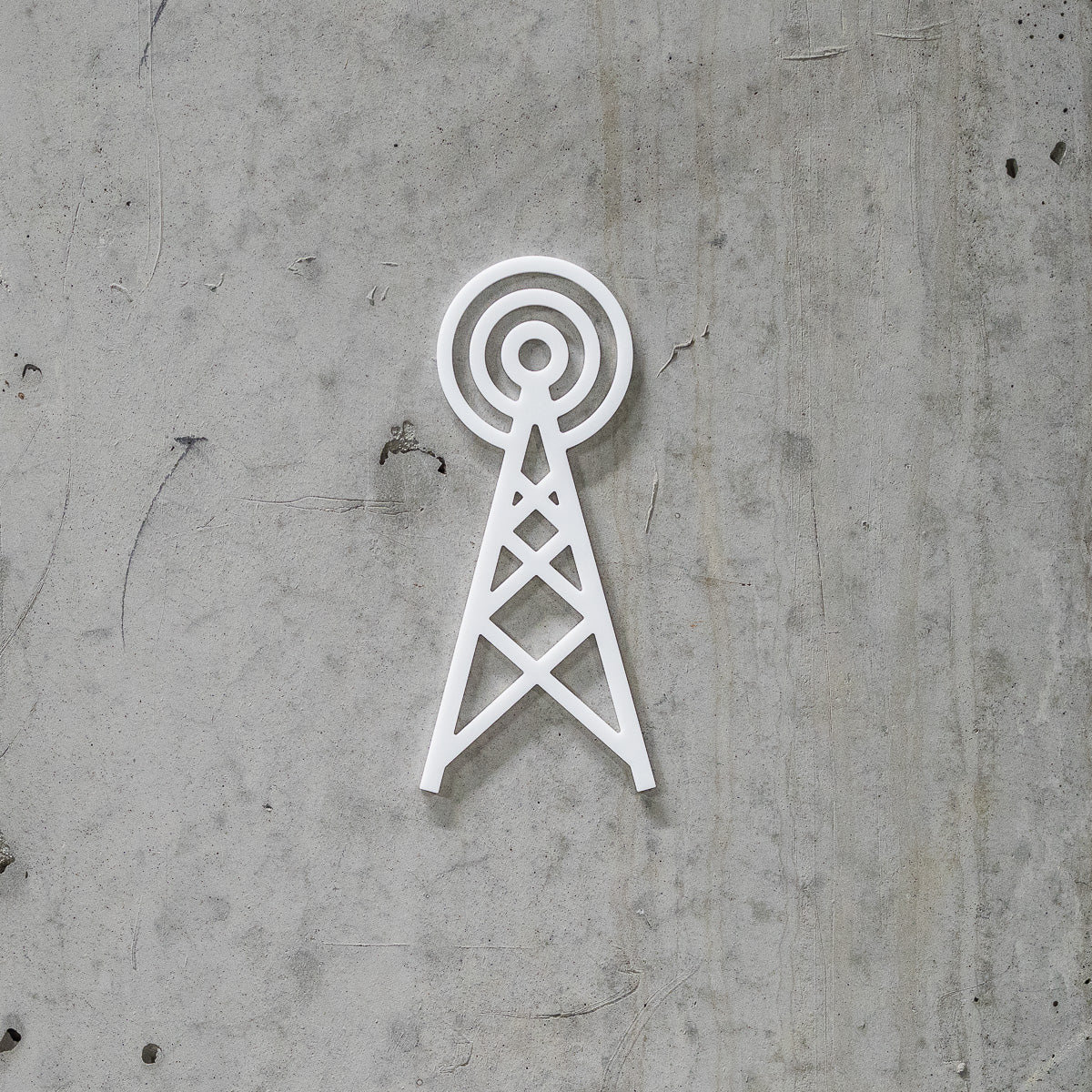 Pictogramme Télécommunication blanc, vue rapprochée