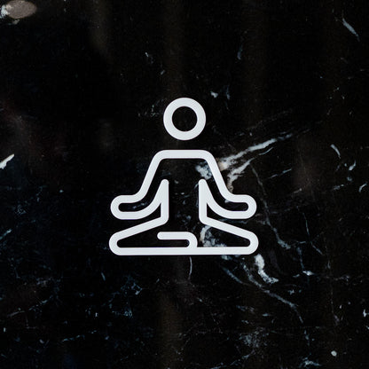 Pictogramme Salle yoga blanc, vue rapprochée
