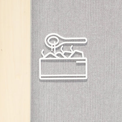 Pictogramme Sauna blanc, vue rapprochée