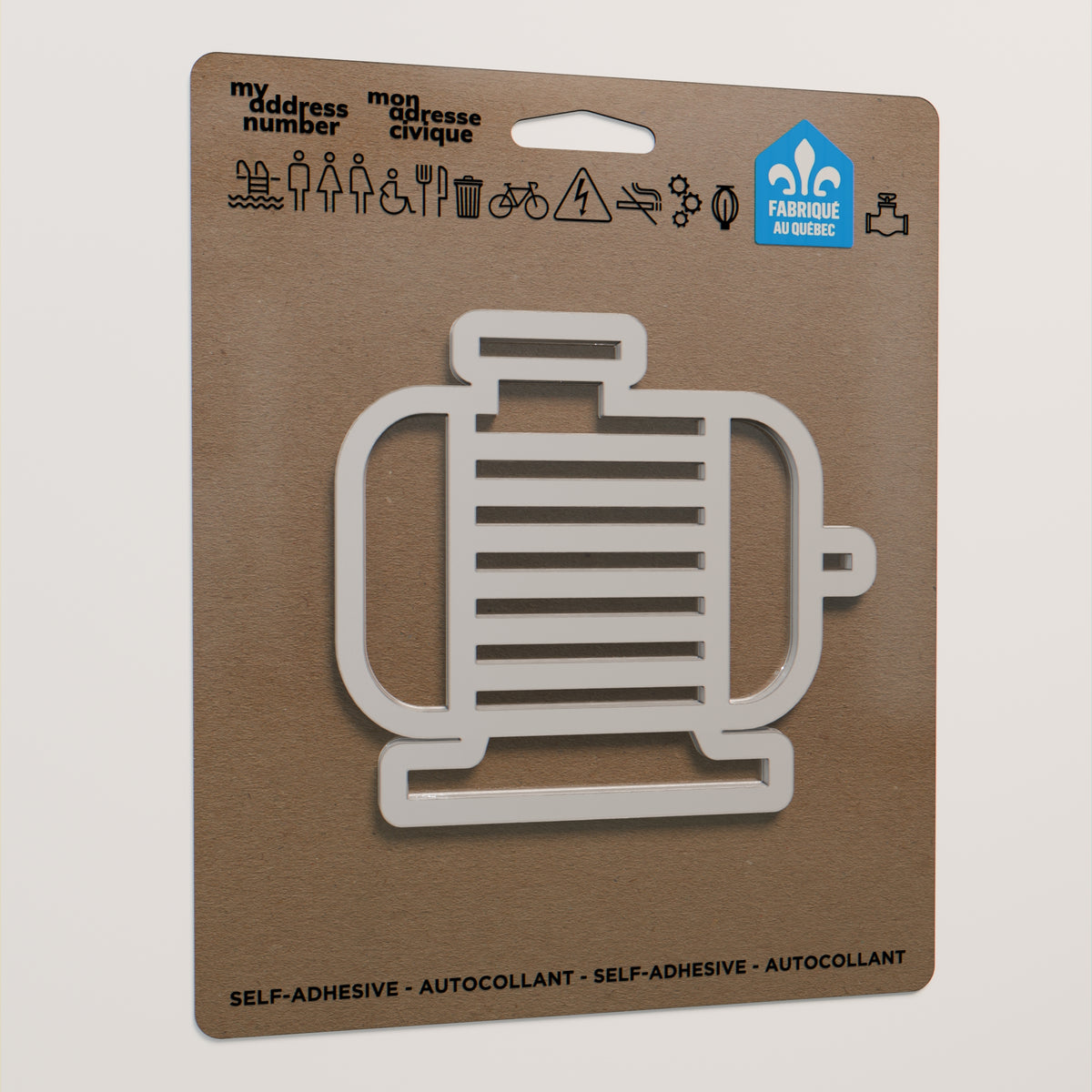 Pictogramme Pompe blanc dans son emballage