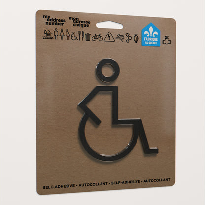 Pictogramme toilette accessible pour personne à mobilité réduite, symbole handicapé noir